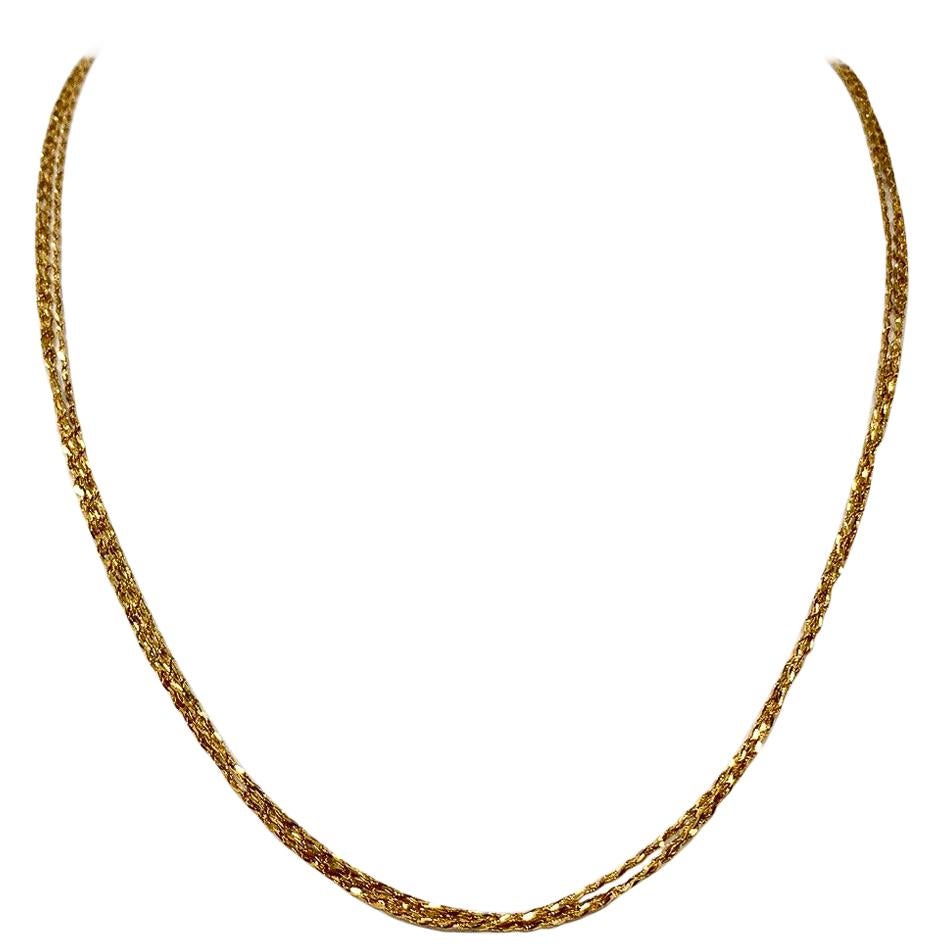 18 Karat Yellow Gold Triple Strand Diamond Cut Milor Necklace