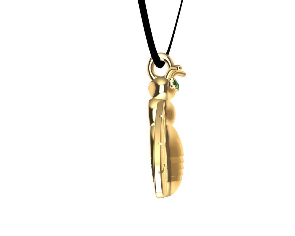 18 Karat Yellow Gold Tsaovite Bee Pendant Necklace , Tiffany designer , Thomas Kurilla created this  years ago, but this is the new updated bee made exclusively for 1stdibs.  Bees, It credible little creatures.  Hard workers. Great community spirit.