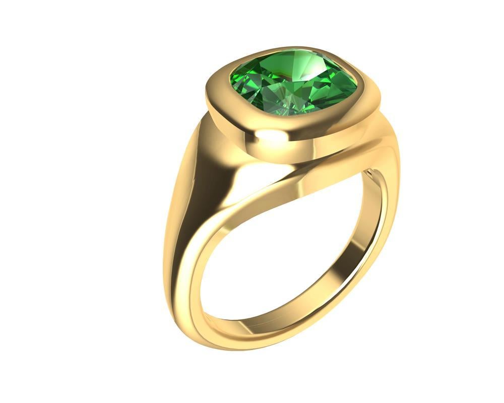 Contemporain Bague en or jaune 18 carats avec sculpture en tsavorite en vente