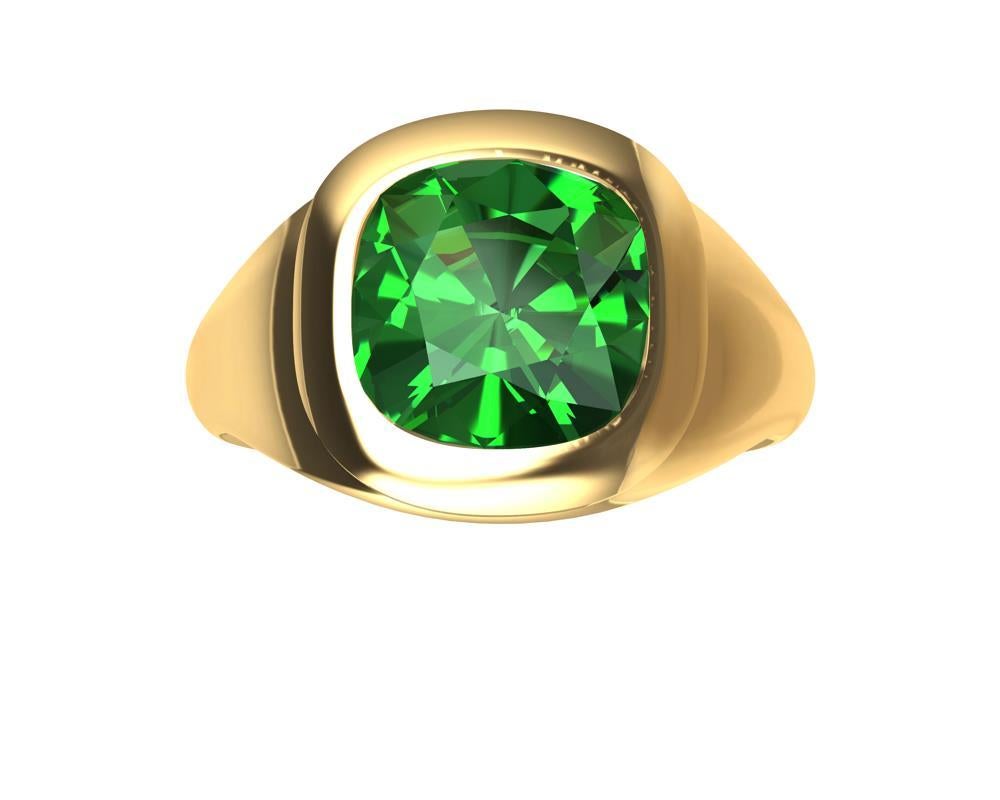 Bague en or jaune 18 carats avec sculpture en tsavorite Neuf - En vente à New York, NY