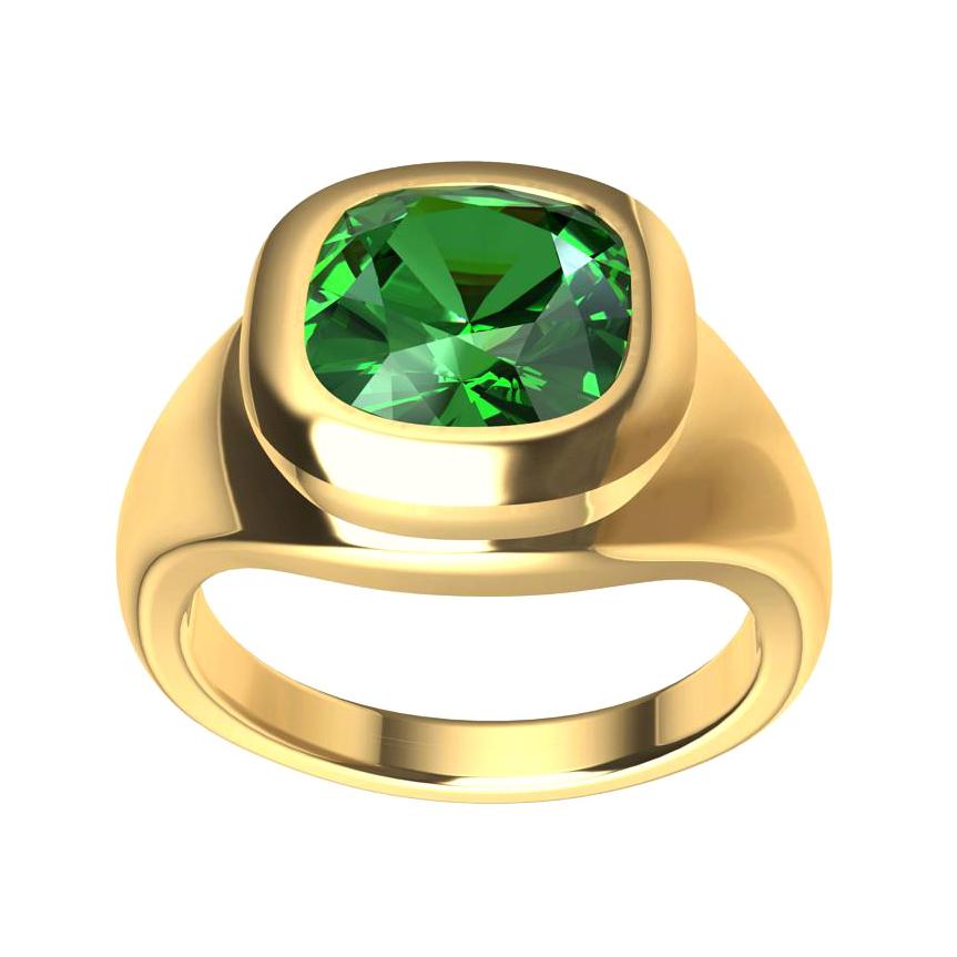 Bague en or jaune 18 carats avec sculpture en tsavorite en vente