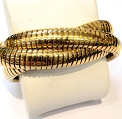 18 Karat Yellow Gold Tubogas Trinity Bangle Bracelet by Vaid