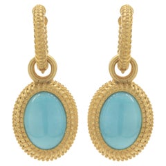 18 Karat Yellow Gold Turquoise and Black Onyx Swap Drop Earrings