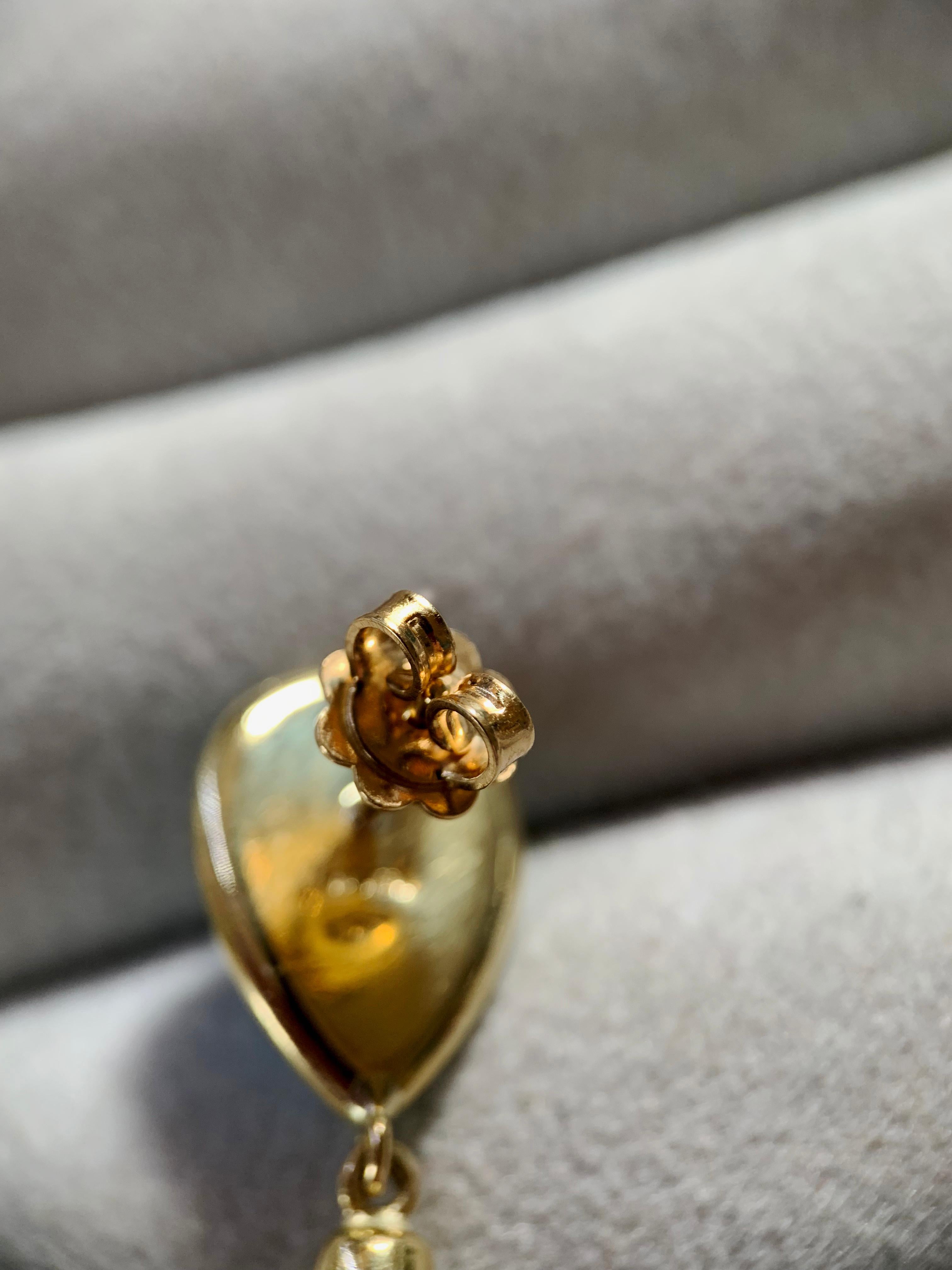 Boucles d'oreilles en goutte en or jaune 18 carats, turquoise et bois Neuf - En vente à Milano, IT