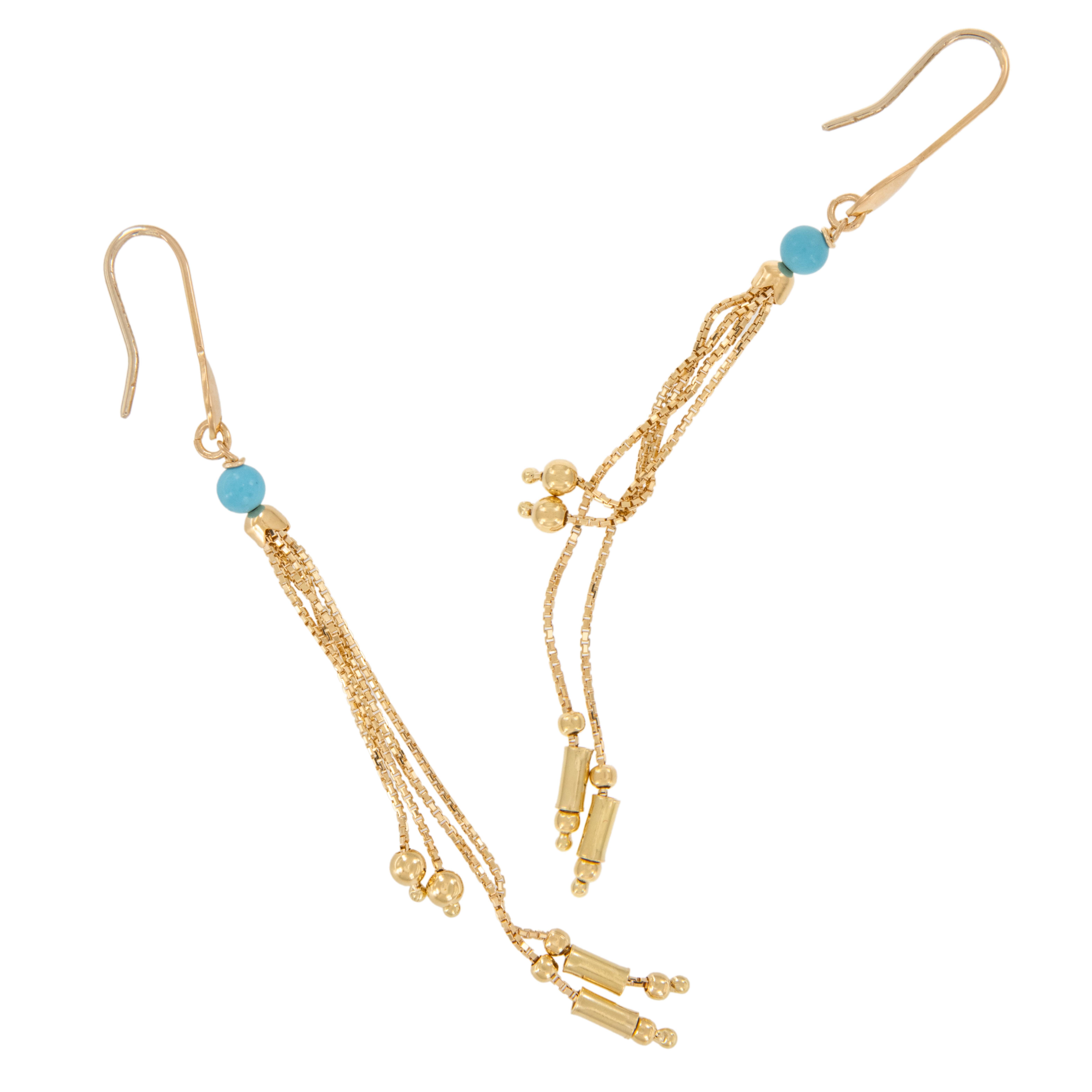 Contemporaneo Orecchini con perle di turchese in oro giallo 18 carati Made in Italy in vendita