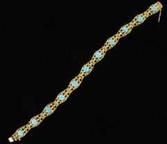 Turquoise Bracelet in 18 Karat Yellow Gold