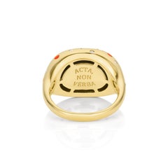 Bague de cocktail Riviera en or jaune 18 carats, turquoise, corail et diamants