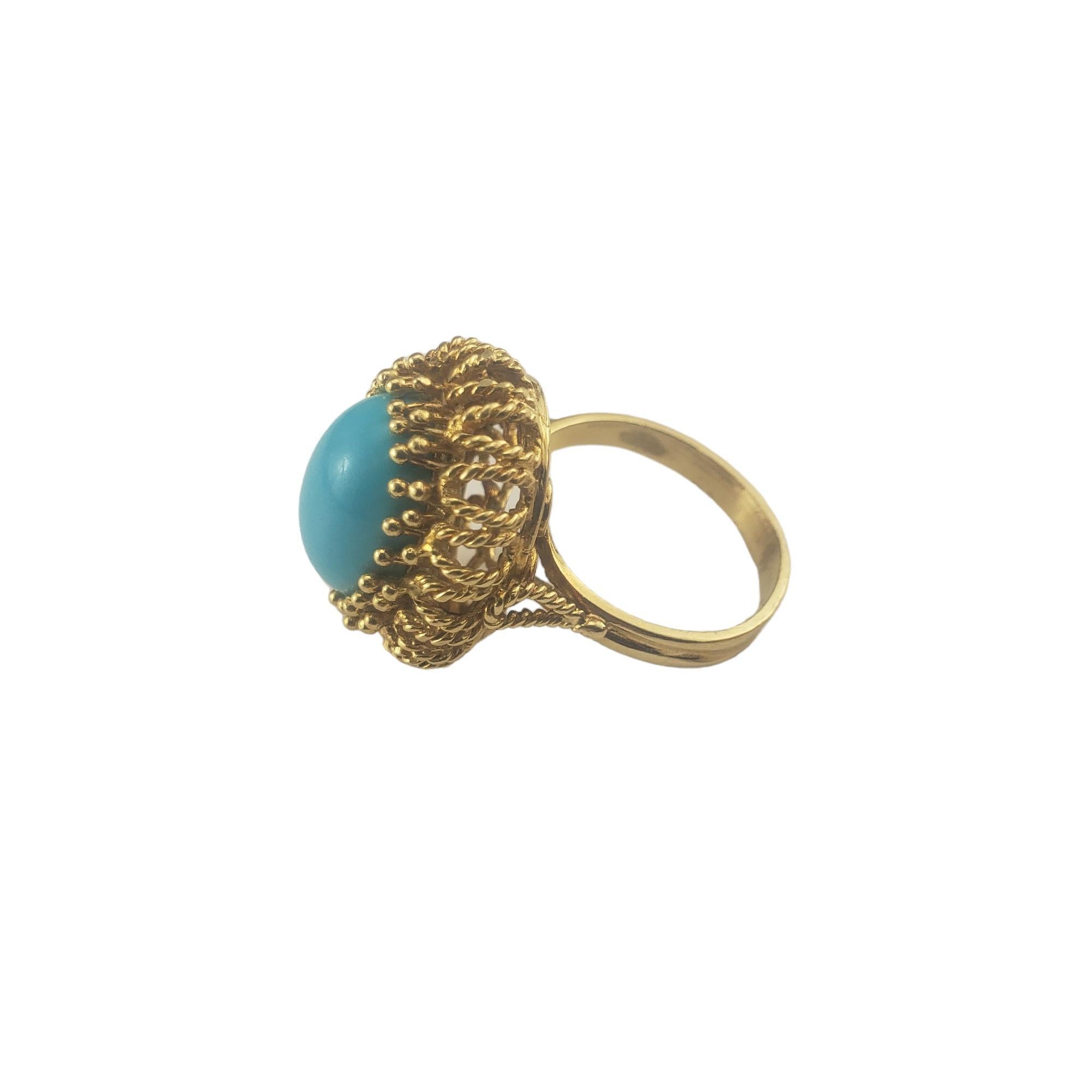 Cabochon 18 Karat Yellow Gold Turquoise Ring Size 6.5 #16769 For Sale