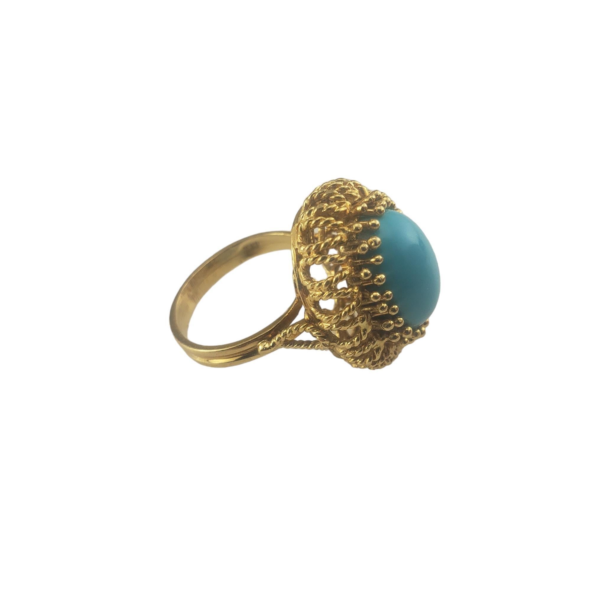 18 Karat Yellow Gold Turquoise Ring Size 6.5 #16769 In Good Condition For Sale In Washington Depot, CT