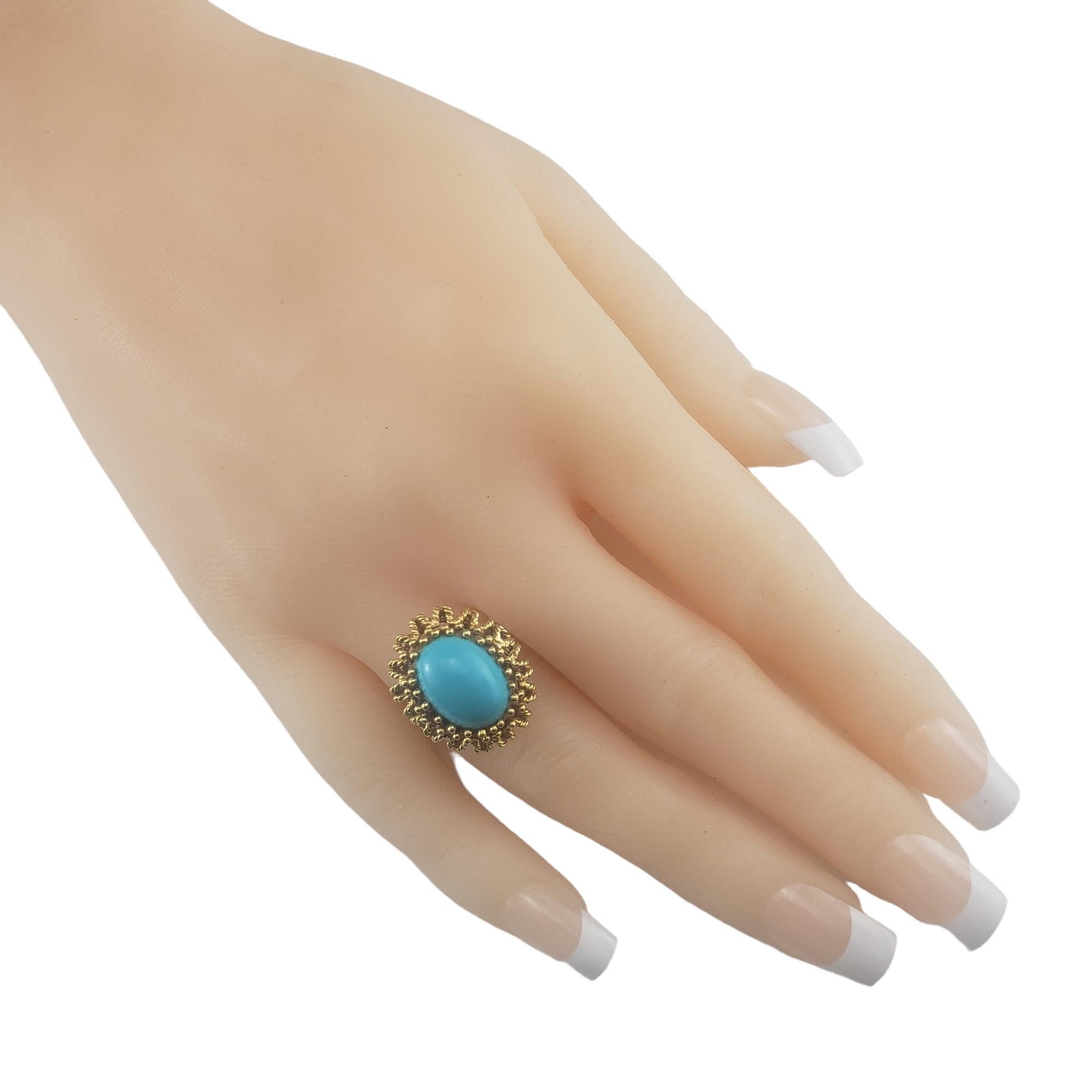 18 Karat Yellow Gold Turquoise Ring Size 6.5 #16769 For Sale 2