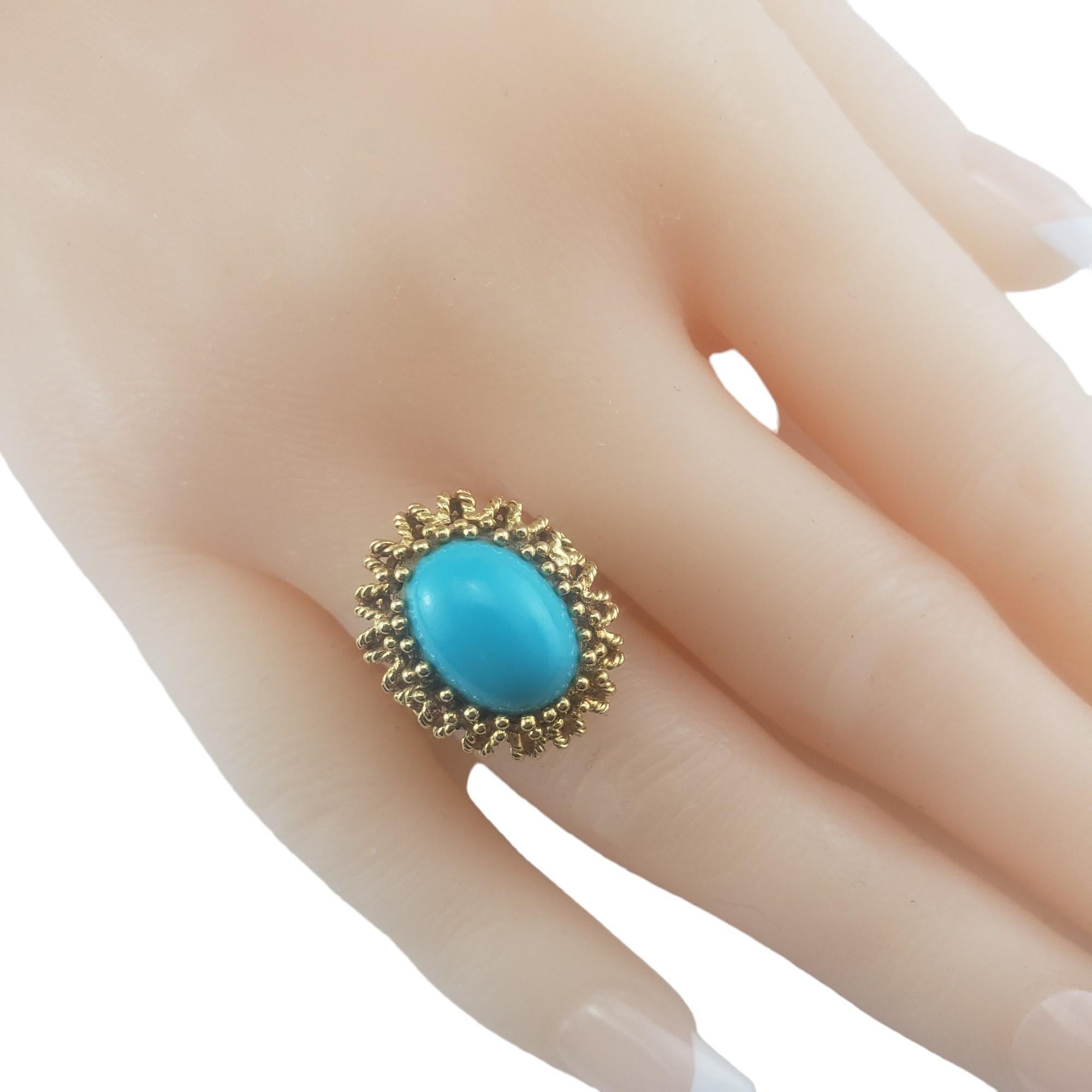 18 Karat Yellow Gold Turquoise Ring Size 6.5 #16769 For Sale 3
