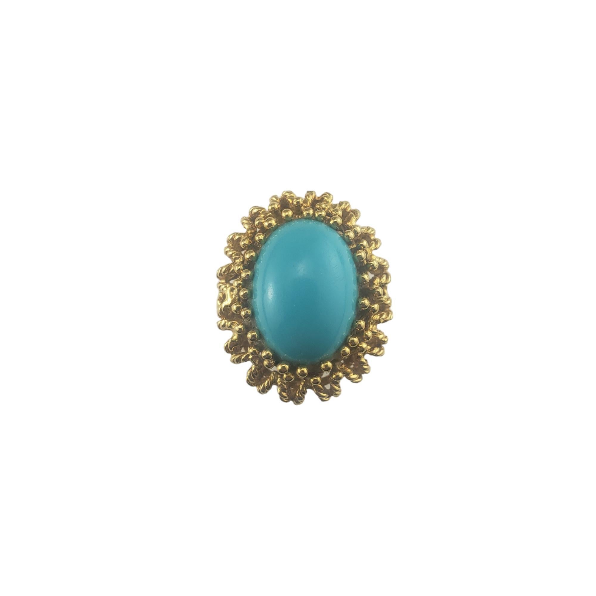 18 Karat Yellow Gold Turquoise Ring Size 6.5 #16769 For Sale