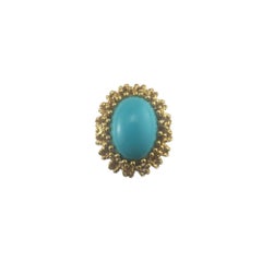 18 Karat Yellow Gold Turquoise Ring Size 6.5 #16769