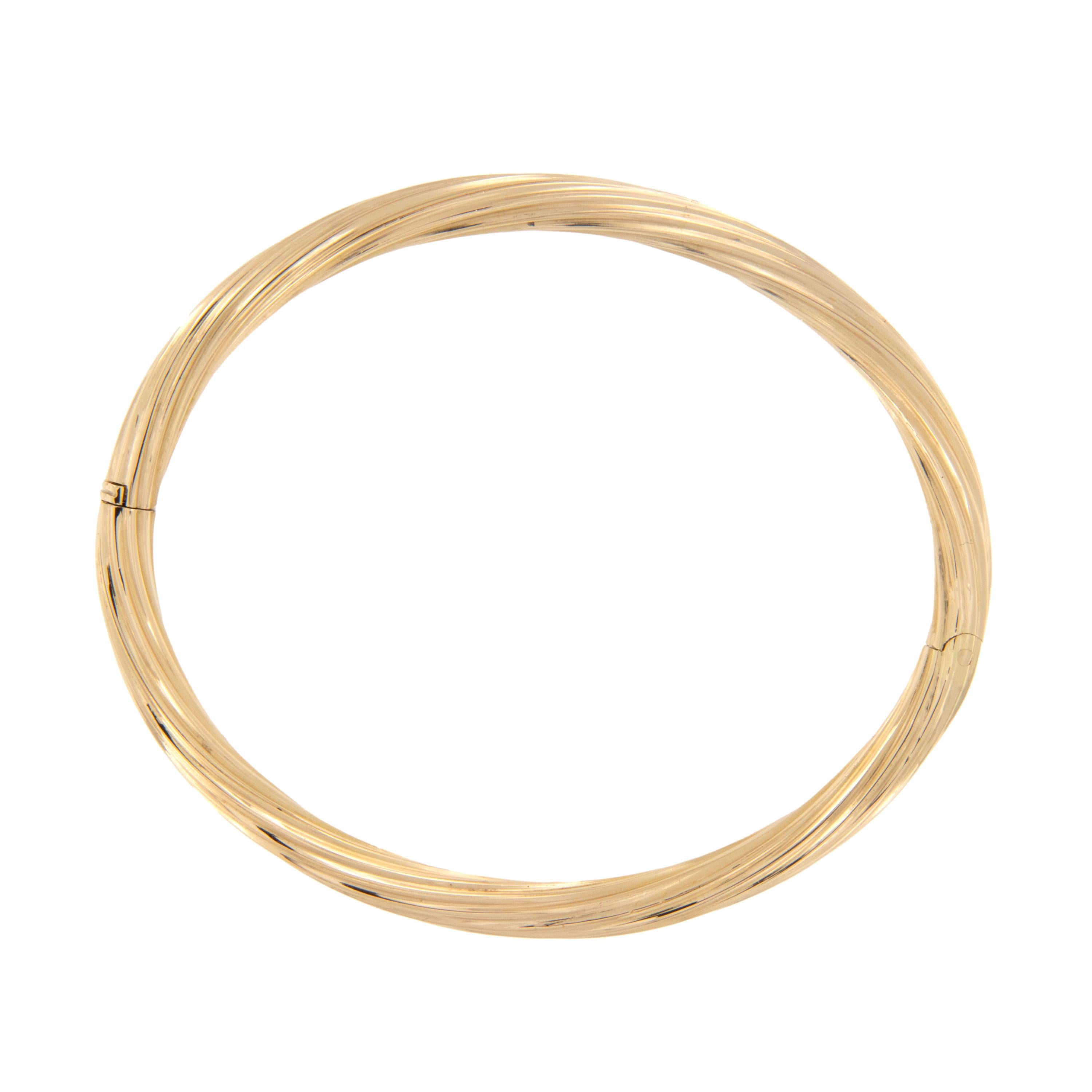 Contemporain Bracelet à charnière en or jaune 18 carats à côtes torsadées en vente