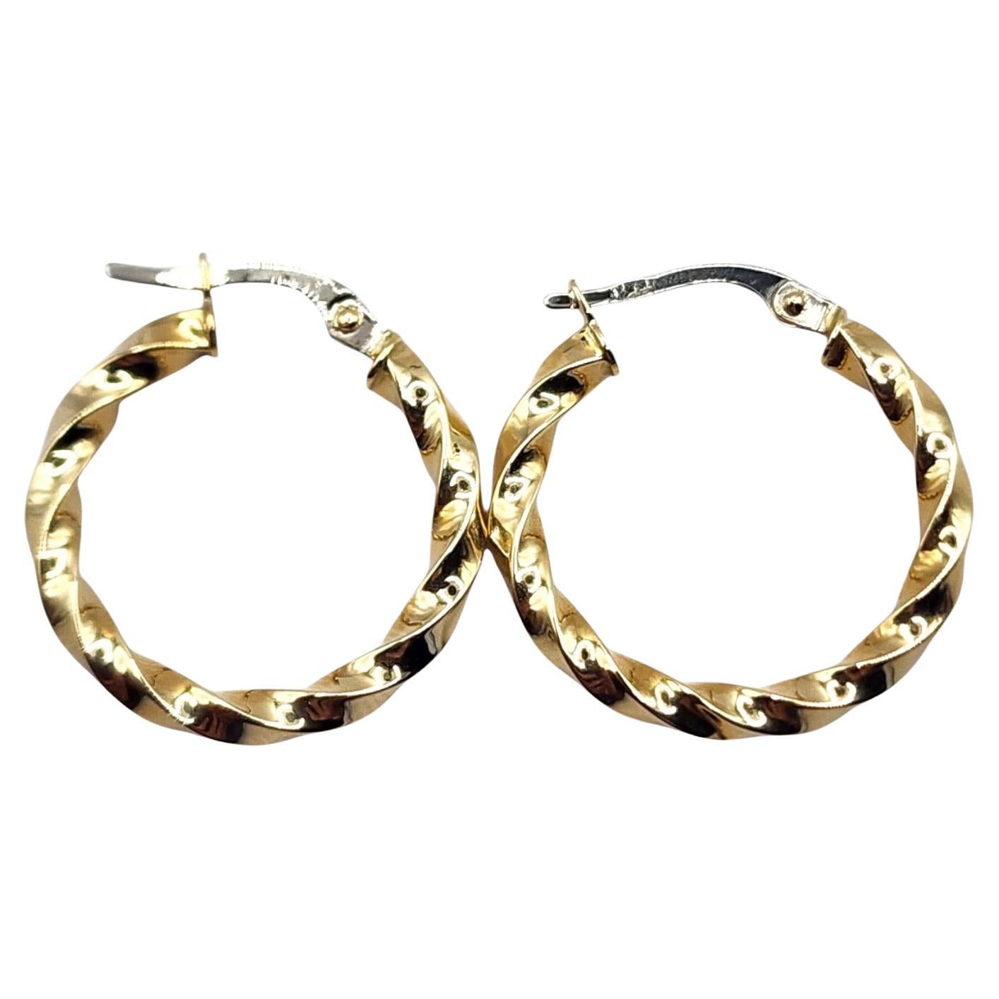 18 Karat Yellow Gold Twisted Circle Hoop Earrings #20465