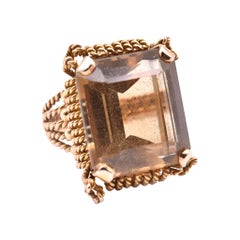 18 Karat Yellow Gold Twisted Citrine Ring