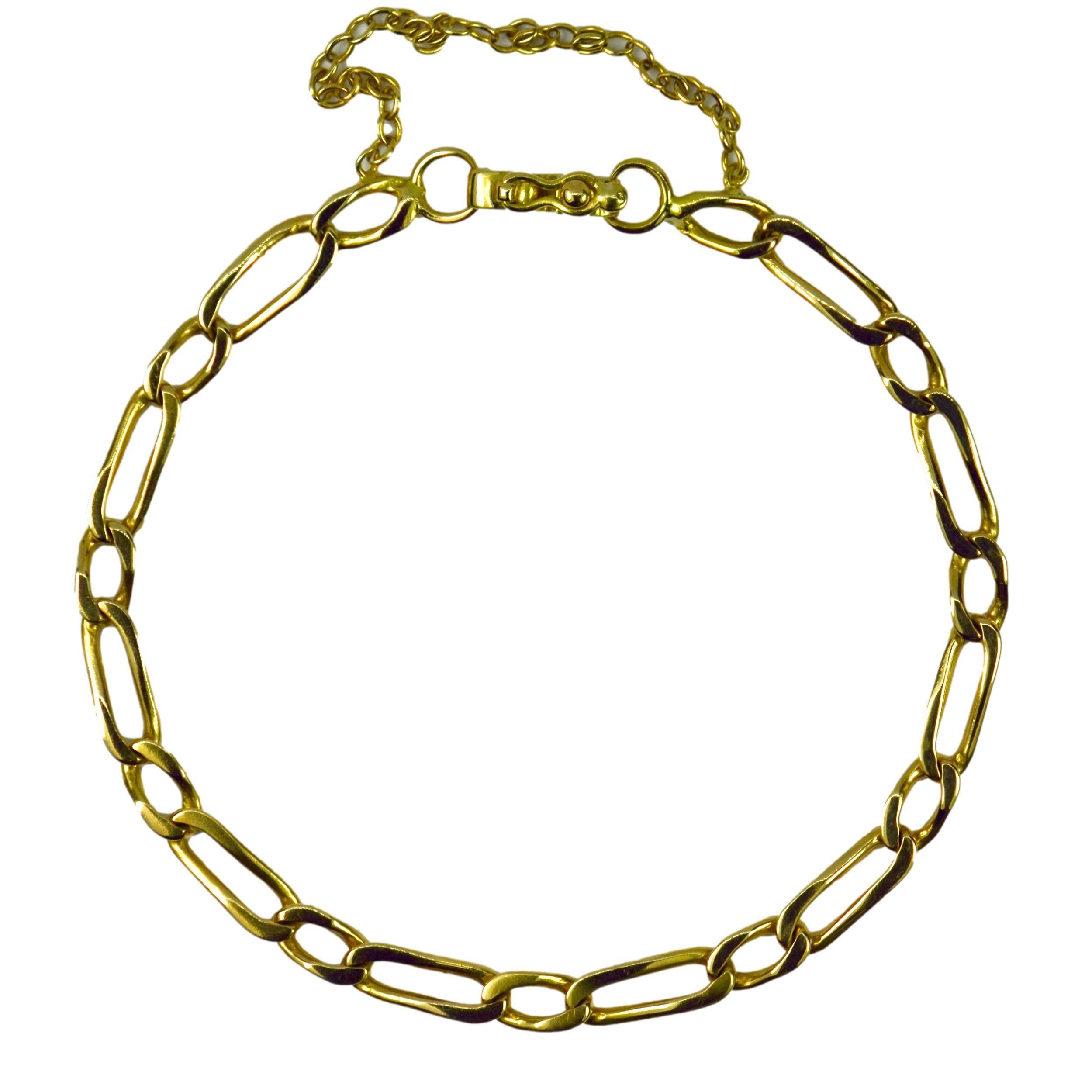 18 Karat Yellow Gold Twisted Figaro Curb Link Bracelet For Sale
