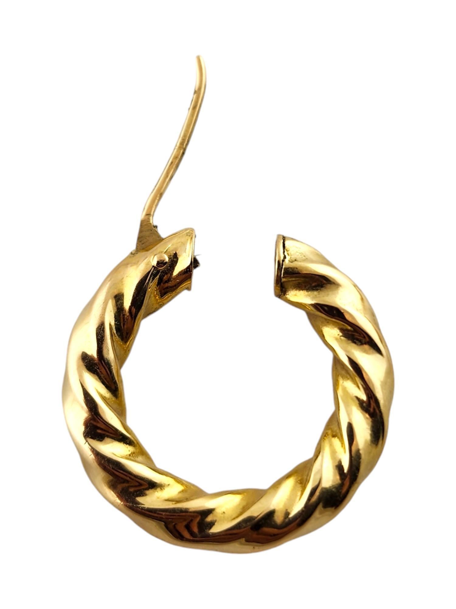 18 Karat Yellow Gold Twisted Hoop Earrings #18486 For Sale 1