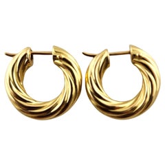 18 Karat Yellow Gold Twisted Hoop Earrings #18497