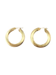 Vintage 18 Karat Yellow Gold Twisted Hoop Earrings #21887