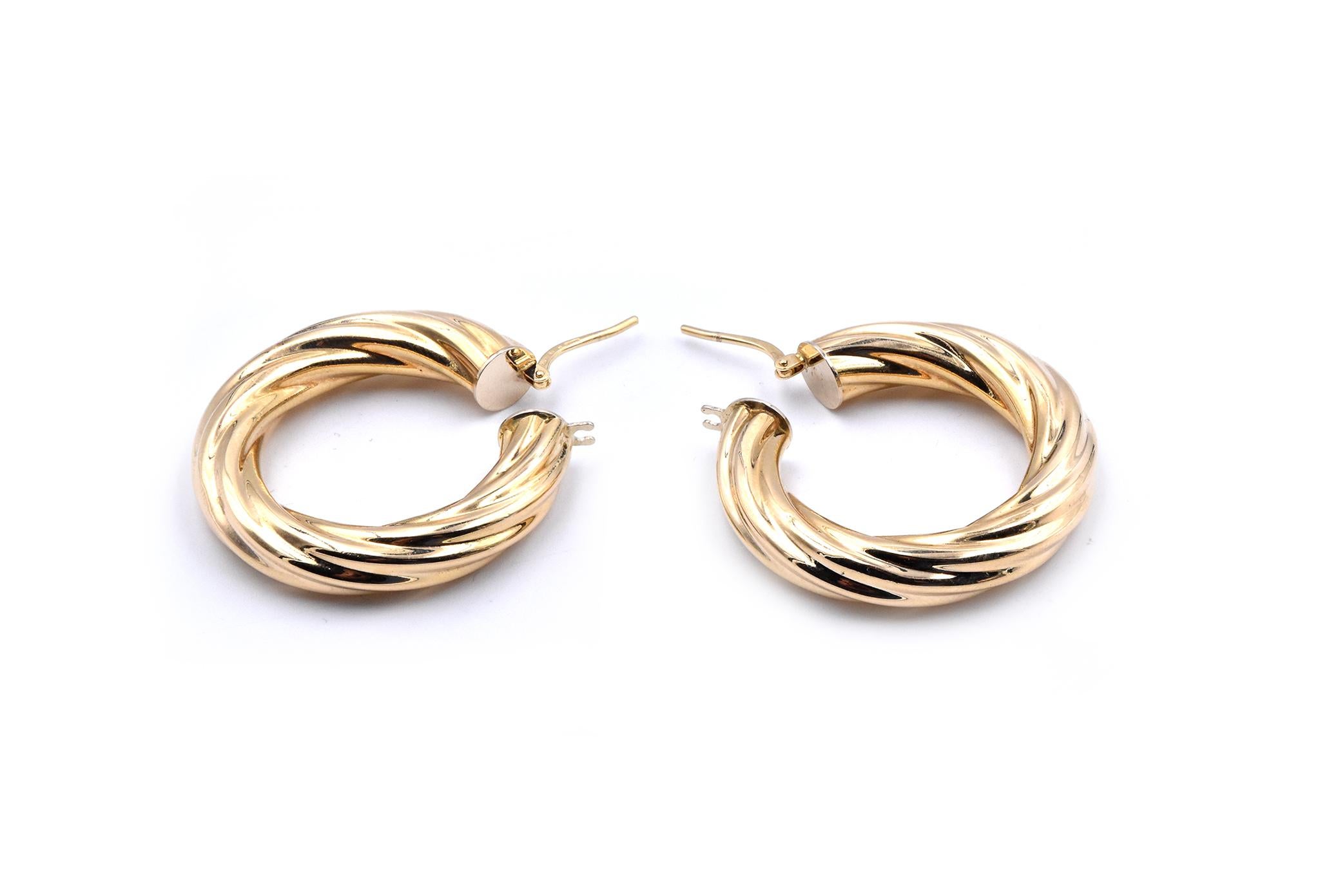 Women's 18 Karat Yellow Gold Twisted Hoop Earrings