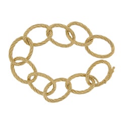 18 Karat Yellow Gold Twisted Large Open Link Bracelet