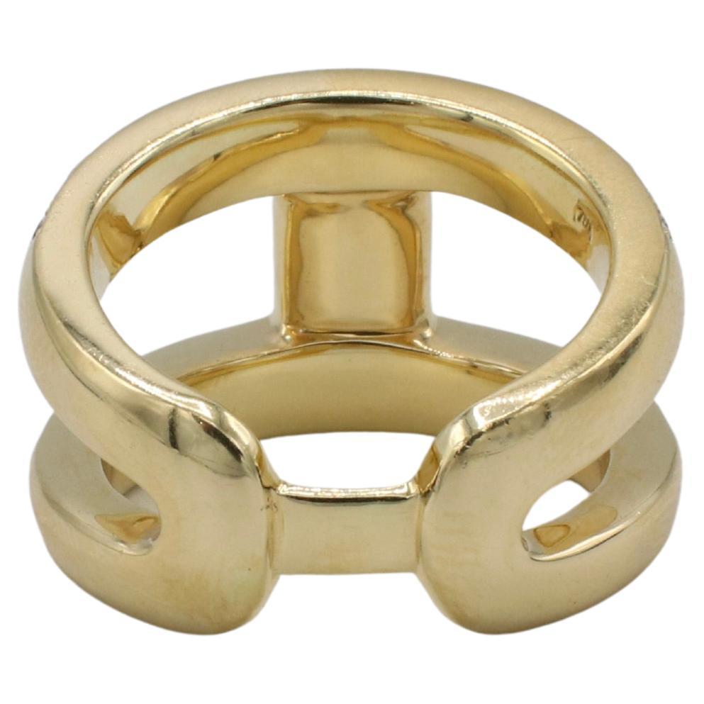 Anillo abierto de oro amarillo de 18 quilates con pavé de dos filas de diamantes naturales Moderno en venta