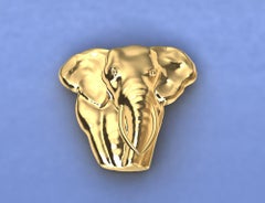 18 Karat Yellow Gold Two Tusk Elephant Cufflinks