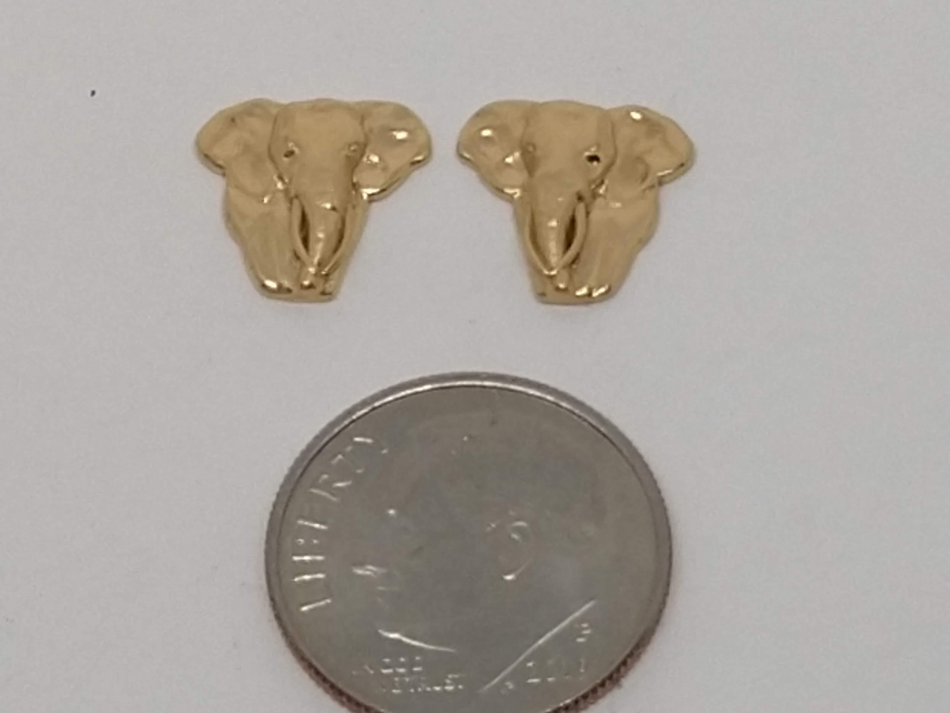 18 Karat Yellow Gold  Elephant Earrings Tiffany designer Thomas Kurilla created these earring for 1st dibs.  I am really a sculptor at heart  and these were very satisfying to make. Now it's true. No more imaginary pink elephants. Skip the pink,