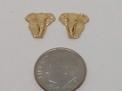 18 Karat Yellow Gold Two Tusk Elephant Stud Earrings