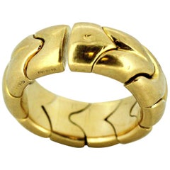 Bvlgari 18 Karat Yellow Gold Unisex Ring with Expandable Band, Italy, 1990s