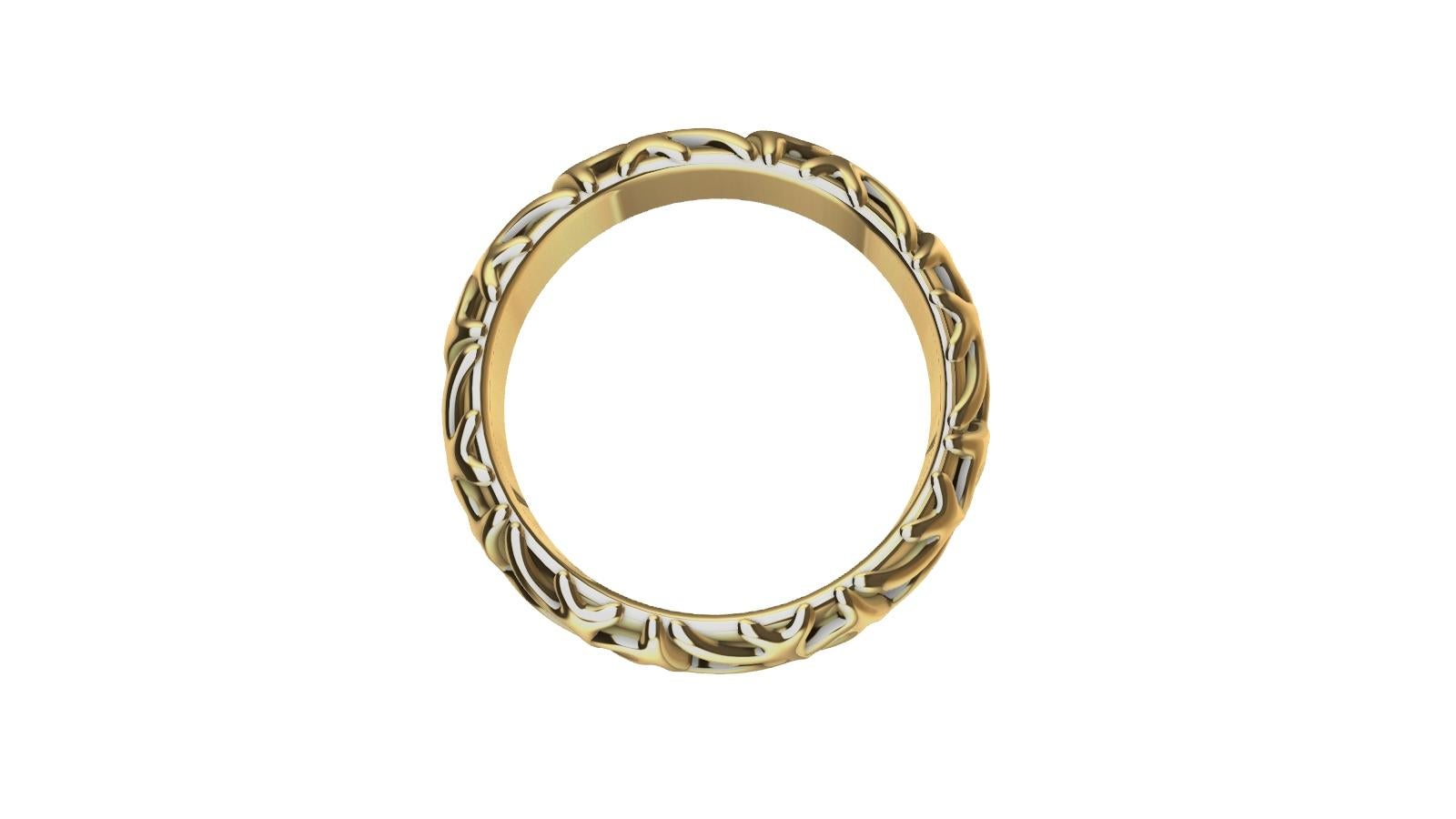 For Sale:  18 Karat Yellow Gold Unisex Seaweed Wedding Band 6