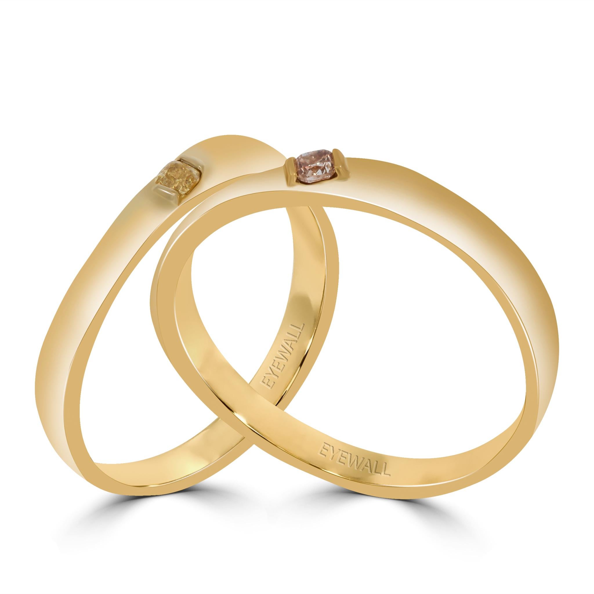 En vente :  Bague Unity Curve en or jaune 18 carats et diamants de couleur fantaisie 4