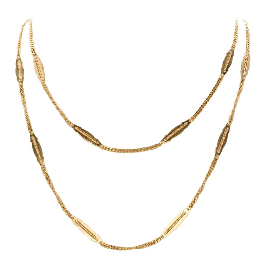 18 Karat Yellow Gold UNO-A-ERRE Fancy Link Chain For Sale