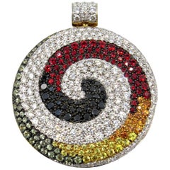 18 Karat Yellow Gold Valente Milano Diamond and Sapphire Swirl Pendant