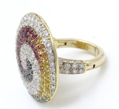 18 Karat Yellow Gold Valente Milano Diamond and Sapphire Swirl Ring
