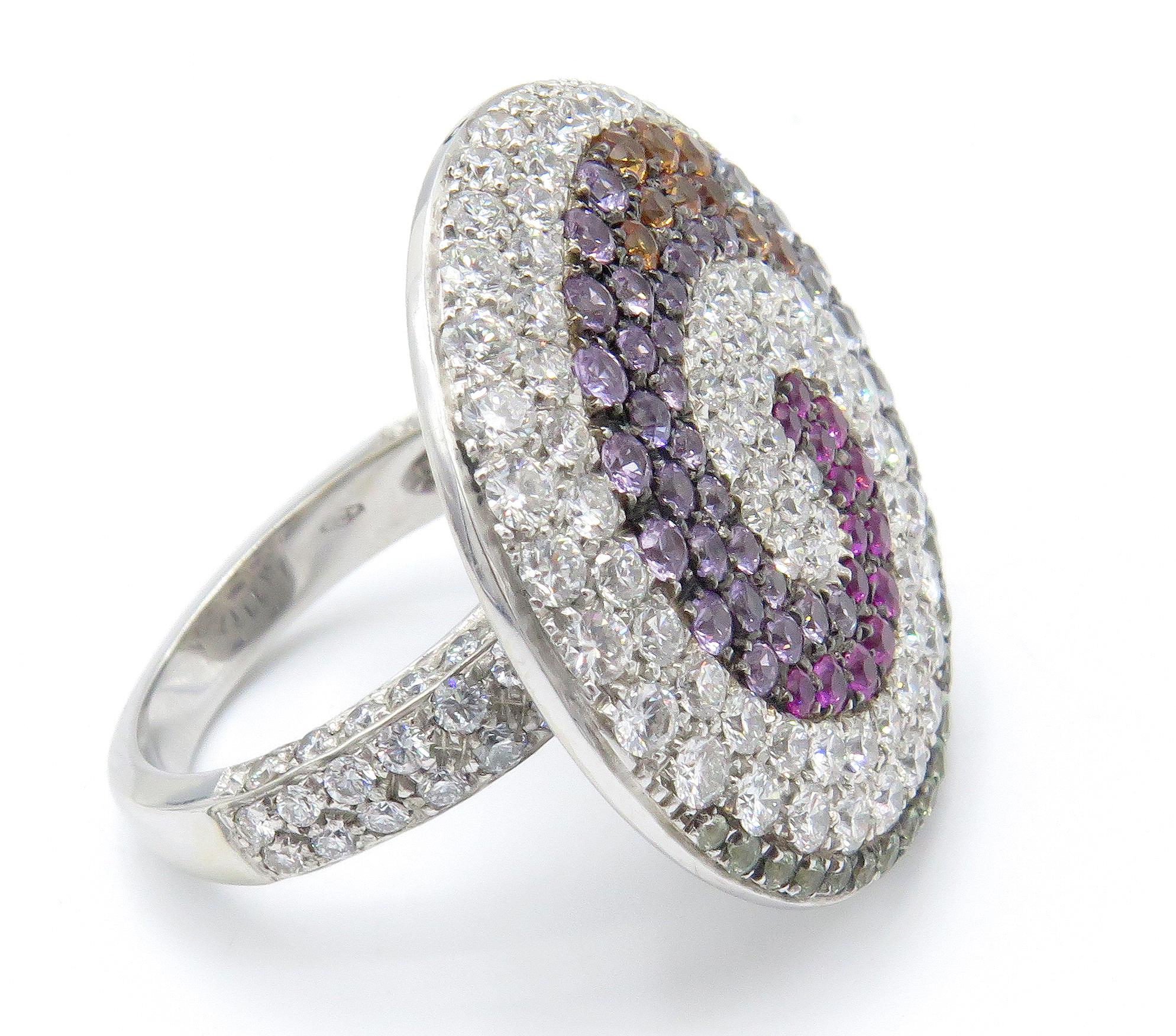 De las mujeres Anillo Remolino de Zafiro y Diamantes Valente Milano de Oro Blanco de 18 Quilates en venta