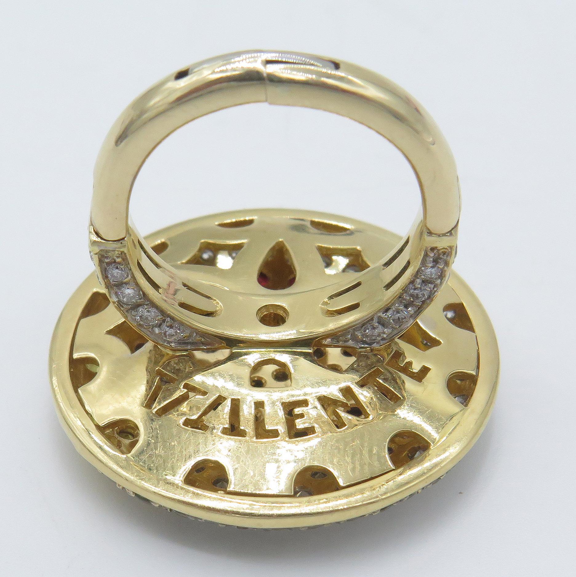 Women's or Men's 18 Karat Yellow Gold Valente Milano Diamond and Sapphire Swirl Ring