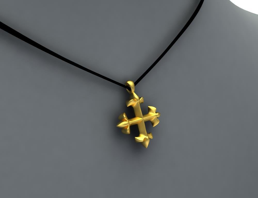 Collier pendentif St. Mary's Fleur-di-Lys en or jaune 18 carats et vermeil Unisexe en vente