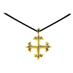 Collar Colgante Flor de Lis de Santa María en Vermeil de Oro Amarillo de 18 Kilates