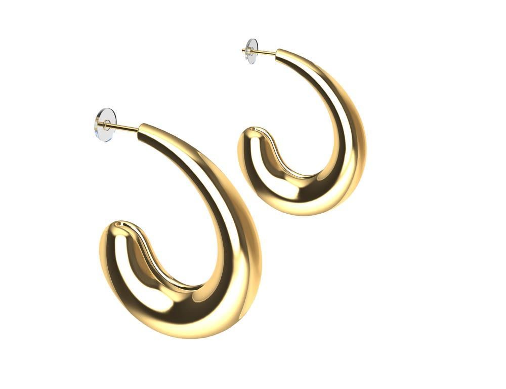 Contemporain Boucles d'oreilles en forme de larme en or jaune 18 carats et vermeil en forme de C-Hoop en vente