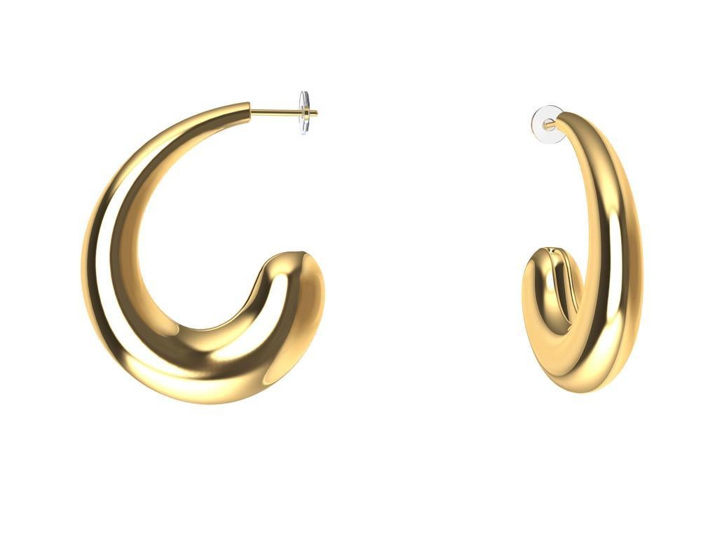 Boucles d'oreilles en forme de larme en or jaune 18 carats et vermeil en forme de C-Hoop Neuf - En vente à New York, NY