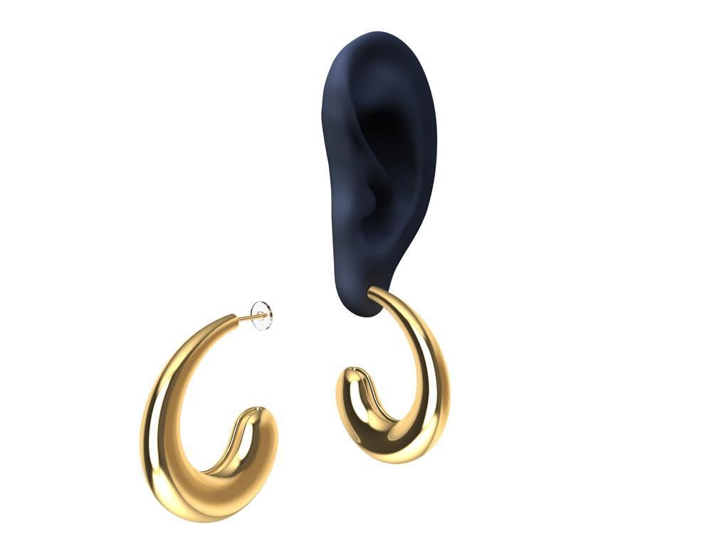 Boucles d'oreilles en forme de larme en or jaune 18 carats et vermeil en forme de C-Hoop en vente 2