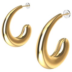 18 Karat Yellow Gold Vermeil C-Hoop Teardrop Earrings