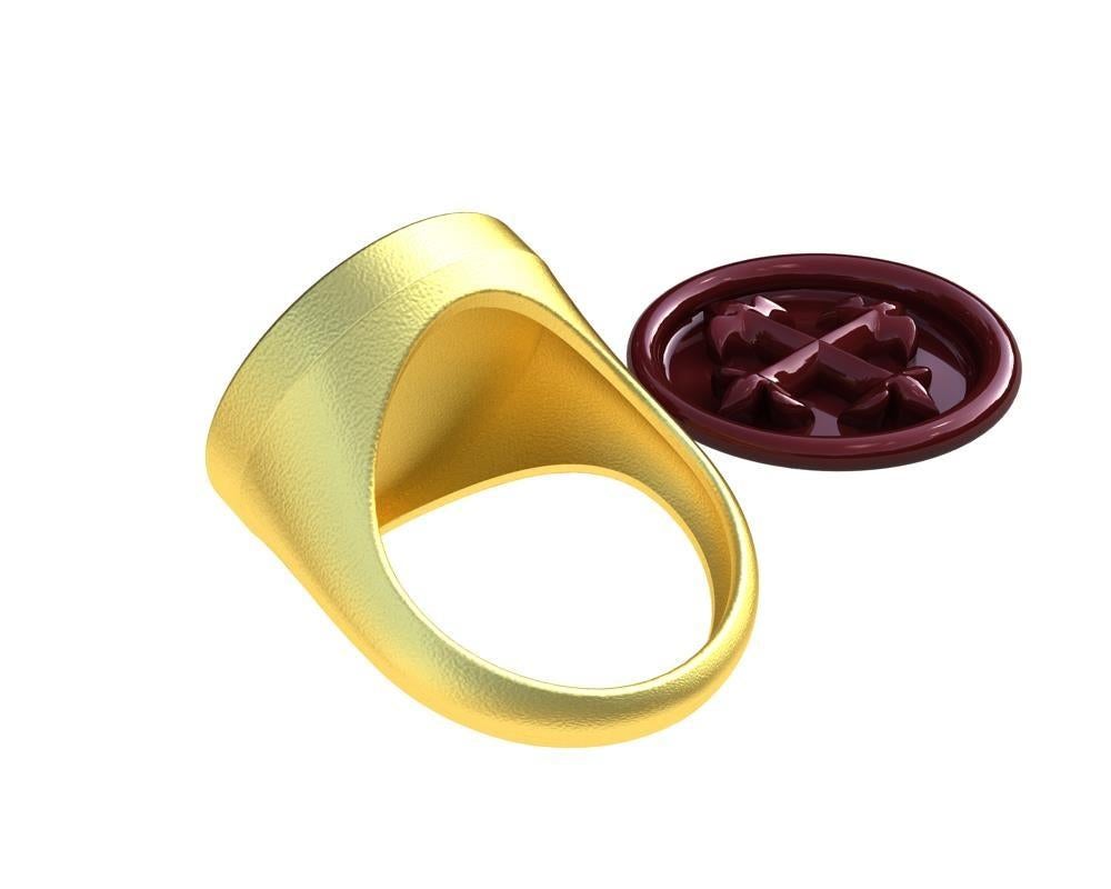 For Sale:  18 Karat Yellow Gold Vermeil Cross Signet Wax Seal Ring 5
