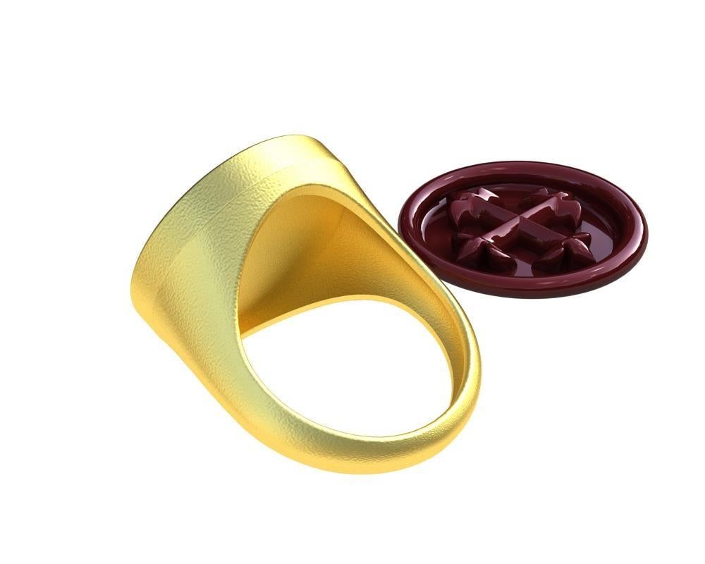 18 Karat Yellow Gold Vermeil Cross Signet Wax Seal Ring 5