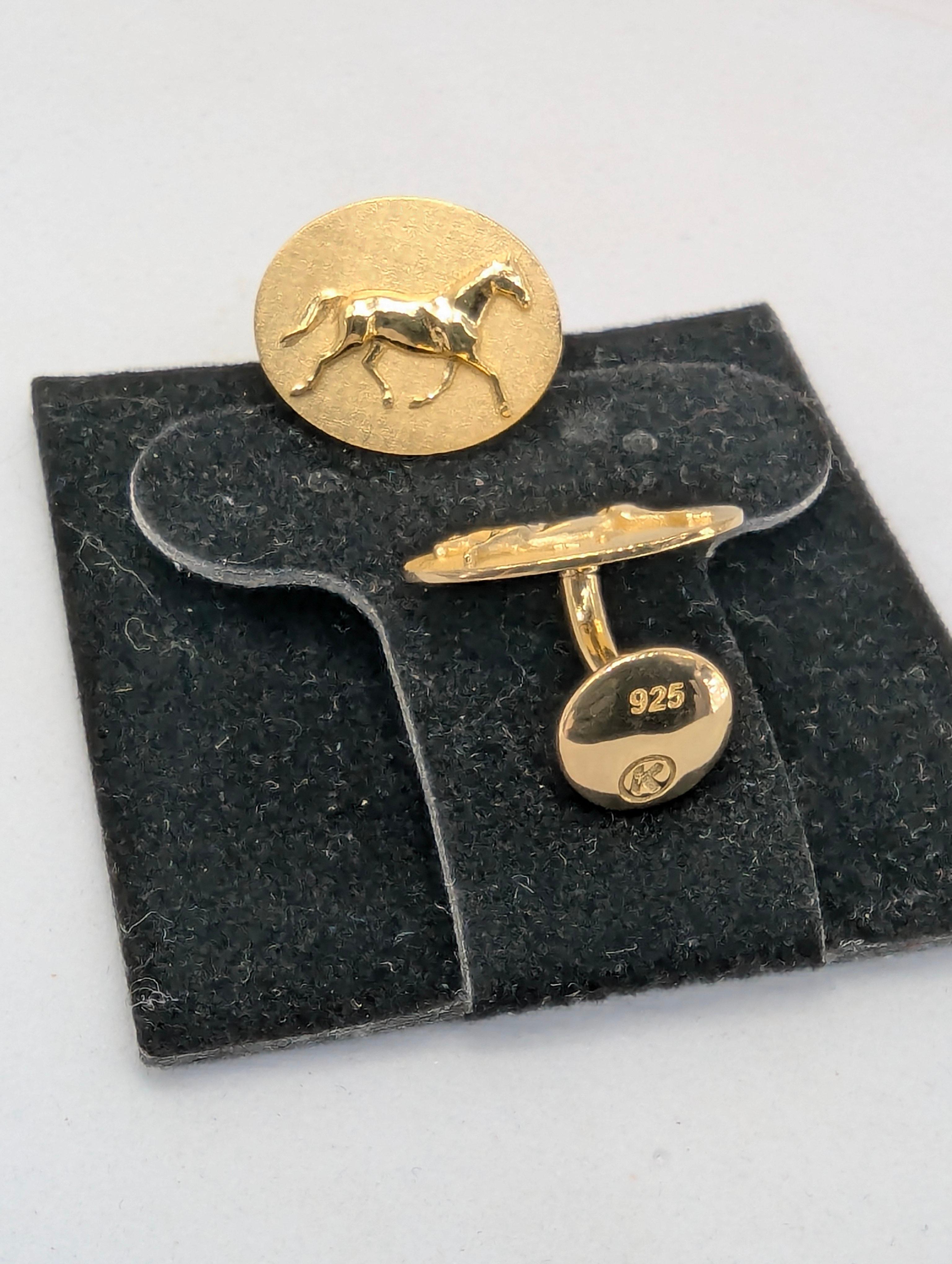 Contemporaneo Gemelli in oro giallo 18 carati in vermeil per cavalli da dressage in vendita