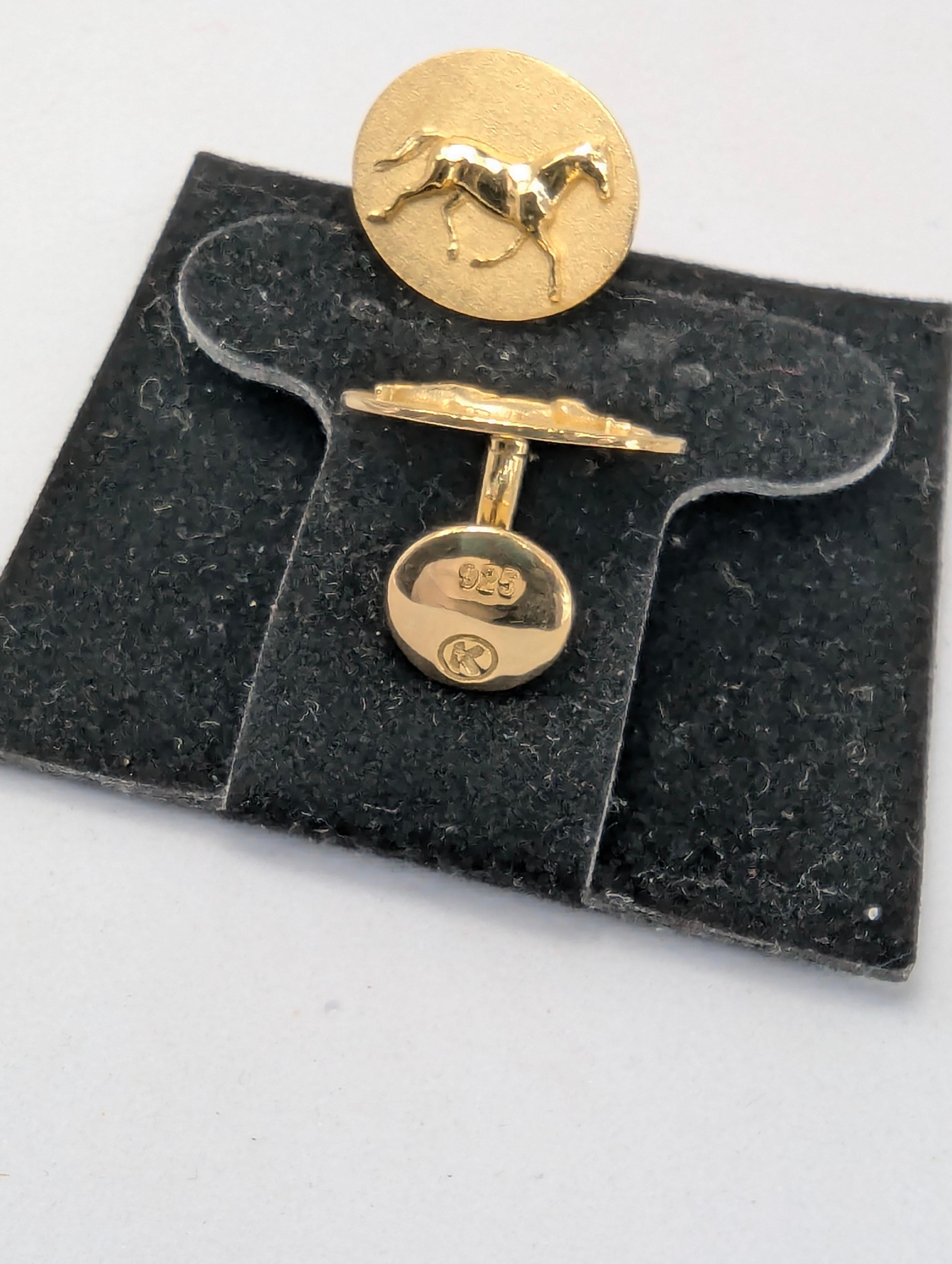 Gemelli in oro giallo 18 carati in vermeil per cavalli da dressage in vendita 4