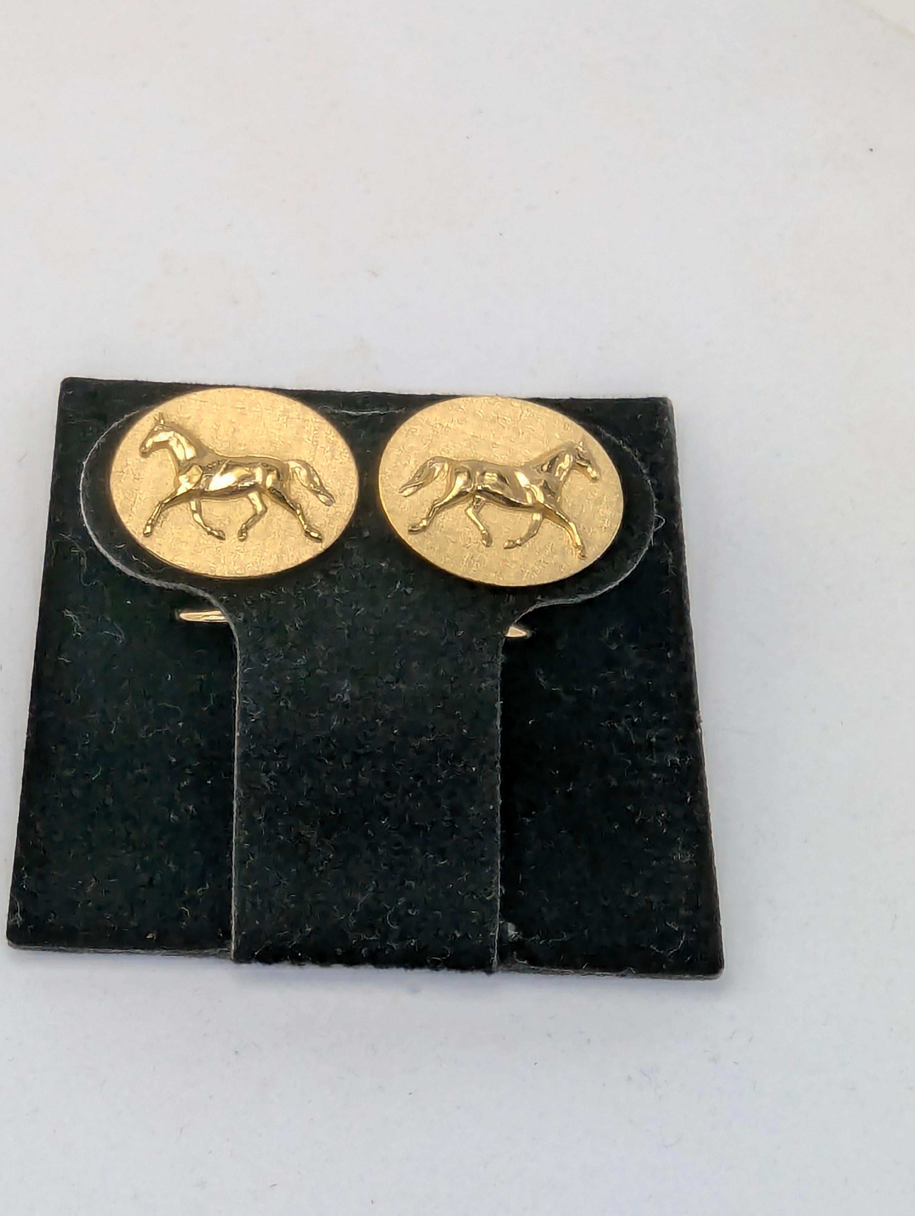 Gemelli in oro giallo 18 carati in vermeil per cavalli da dressage In condizioni Nuovo in vendita a New York, NY