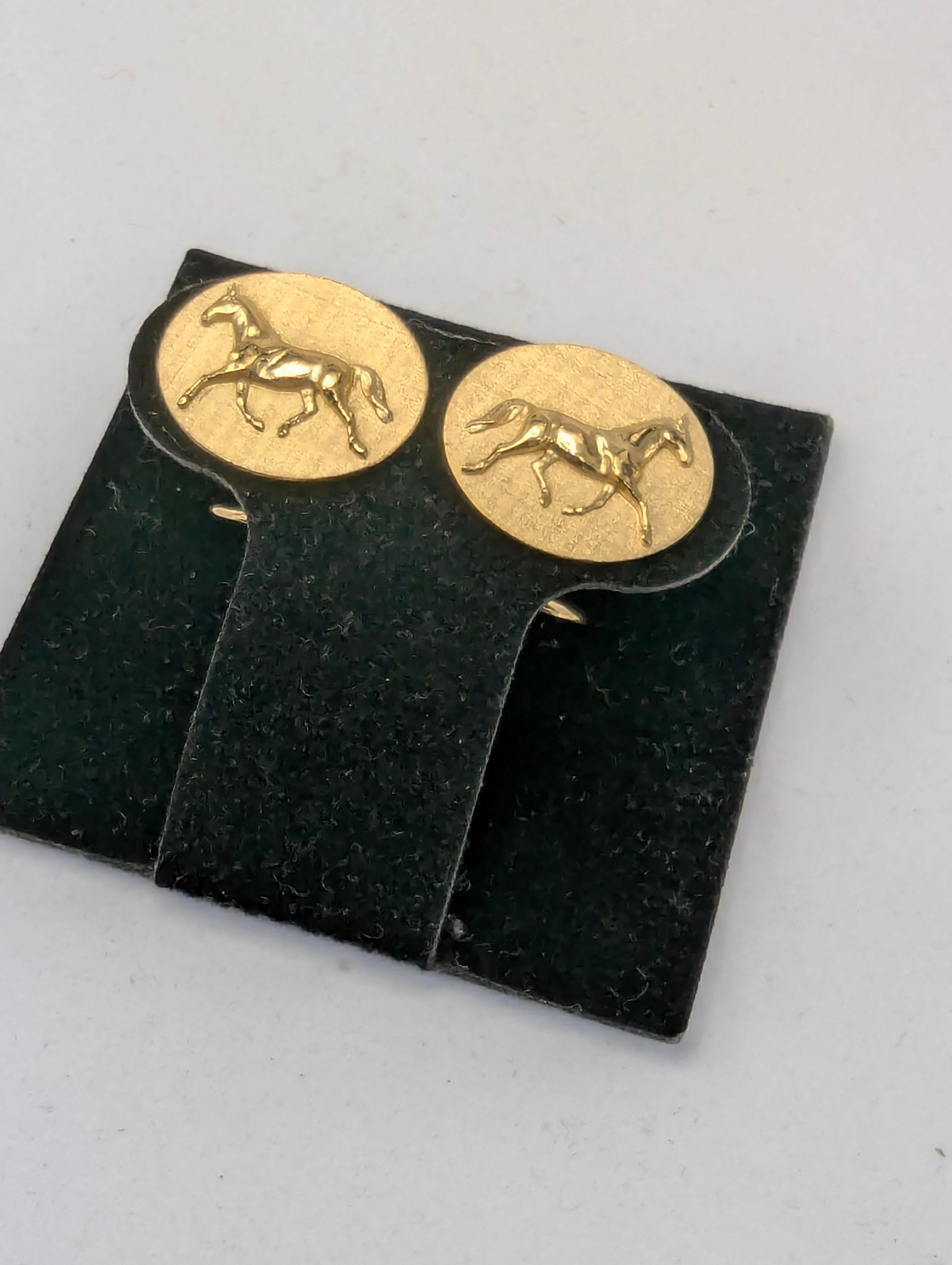 Gemelli in oro giallo 18 carati in vermeil per cavalli da dressage in vendita 5